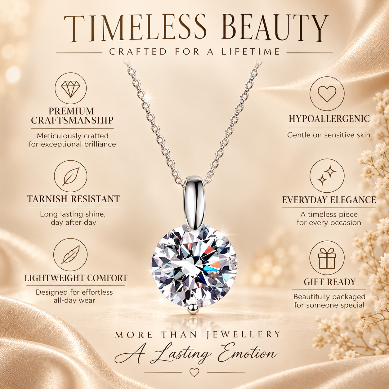 Colar com pingente de gota de moissanite 