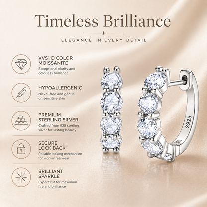 Five Stone Moissanite Hoop Earrings