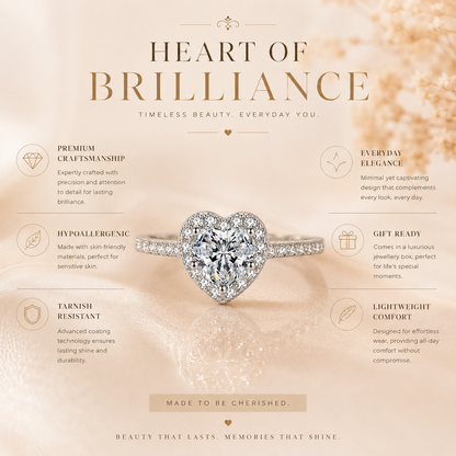 Anel Halo de Moissanite com Corte de Coração 