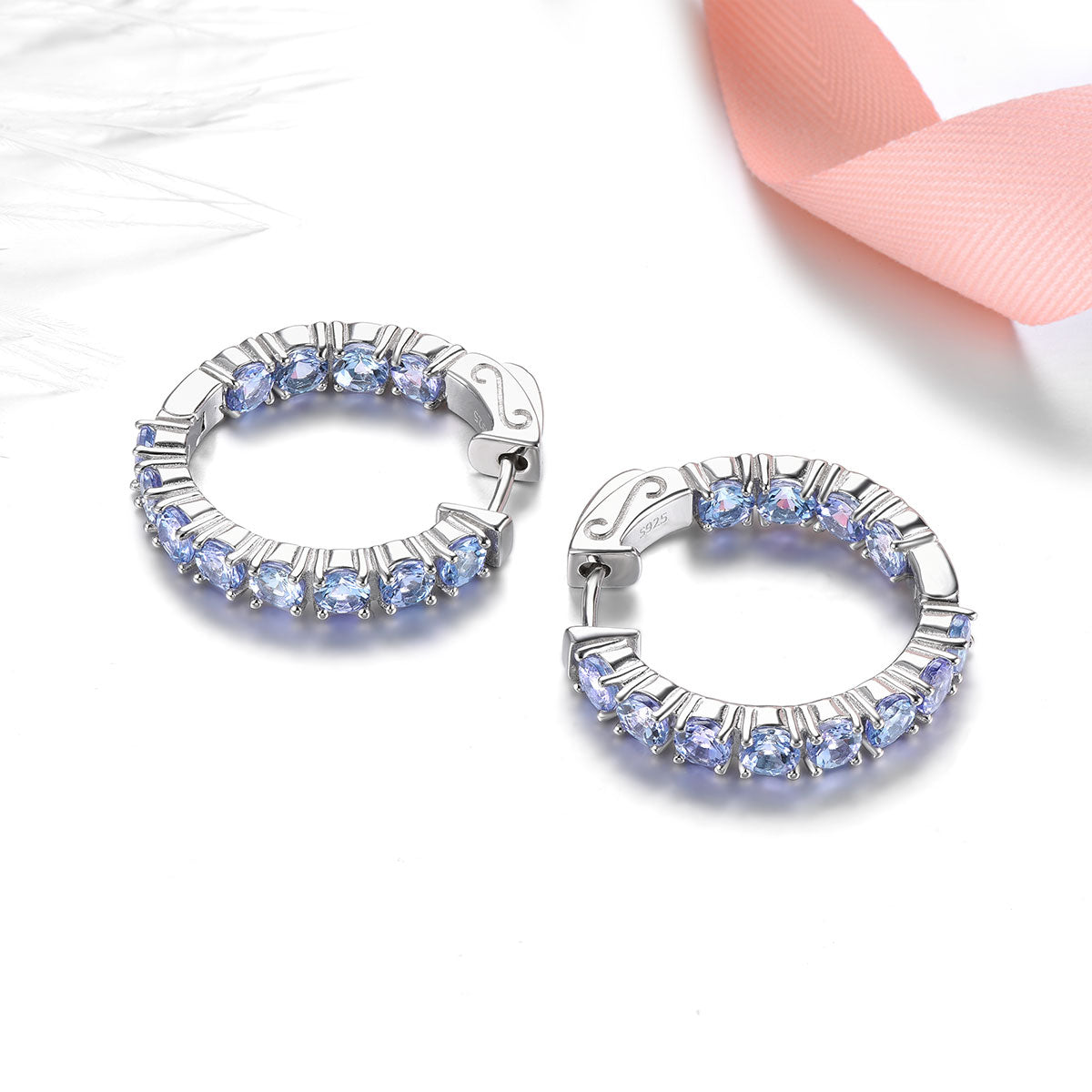 4.3ct Tanzanite Sterling Silver Hoop Earrings - Premium Jewelry from Dazzling Delights - Just $166.95! Shop now at Dazzling Delights