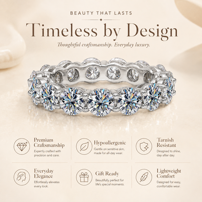 7ct Round Brilliant Moissanite Full-Eternity Wedding Band