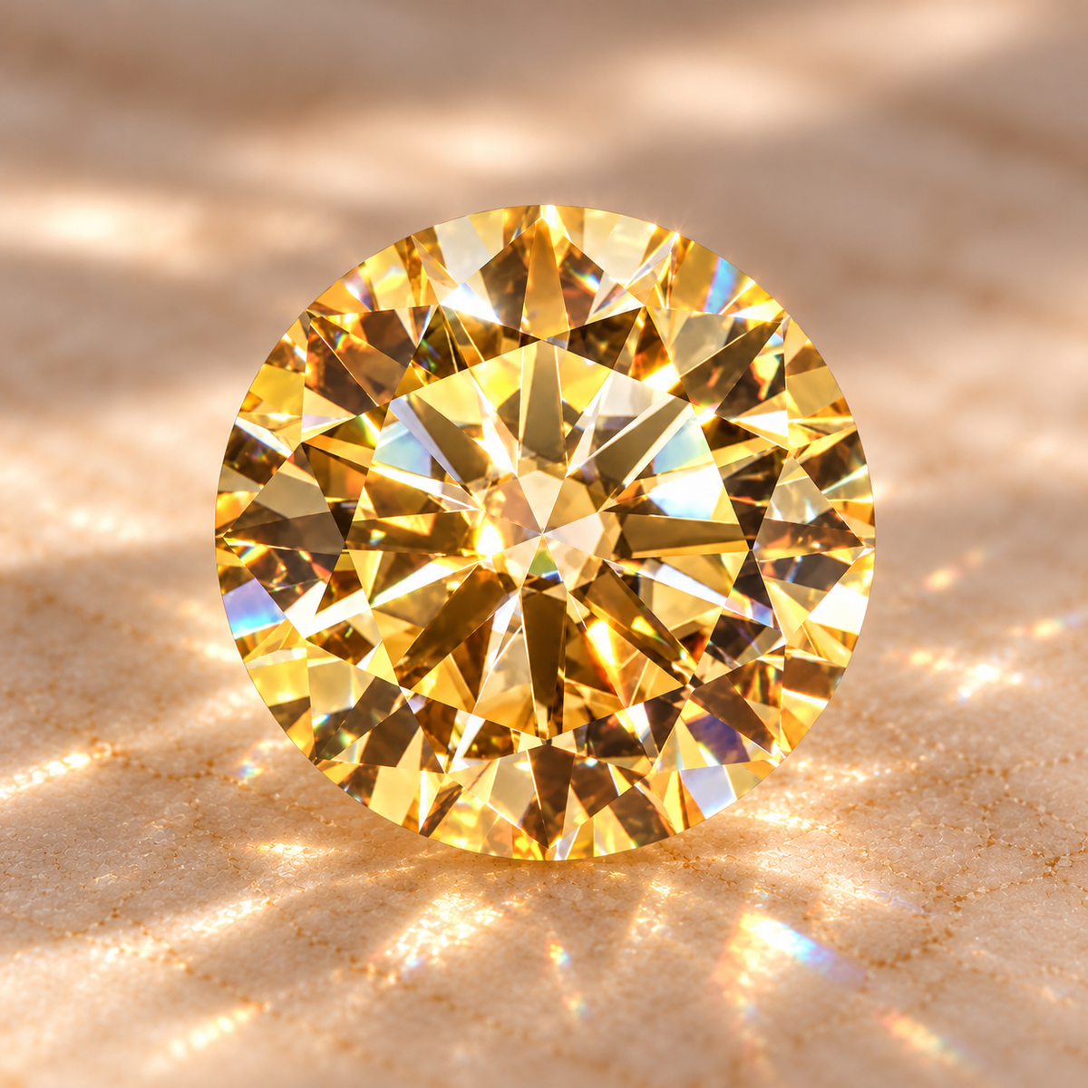 Champagne Round Brilliant Cut Moissanites