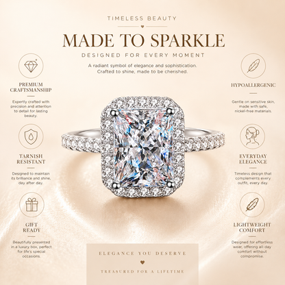 Radiant Halo Moissanite Engagement Ring