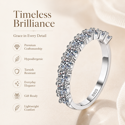 Aliança de casamento de anel de meia eternidade de moissanite com corte brilhante redondo de 3 mm