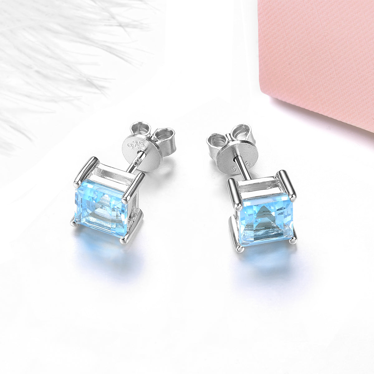 6mm Square Cut Natural Topaz Stud Earrings - Premium Jewelry from Dazzling Delights - Just $67.95! Shop now at Dazzling Delights