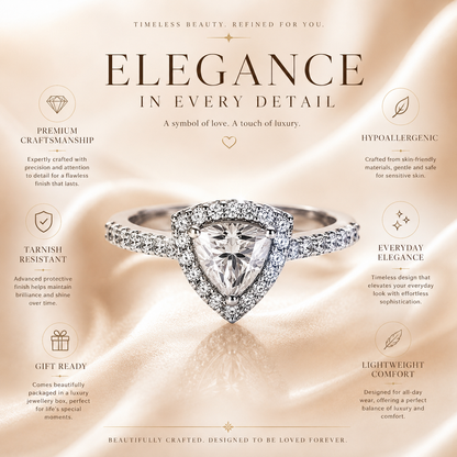Anillo clásico de moissanita con halo de talla billón