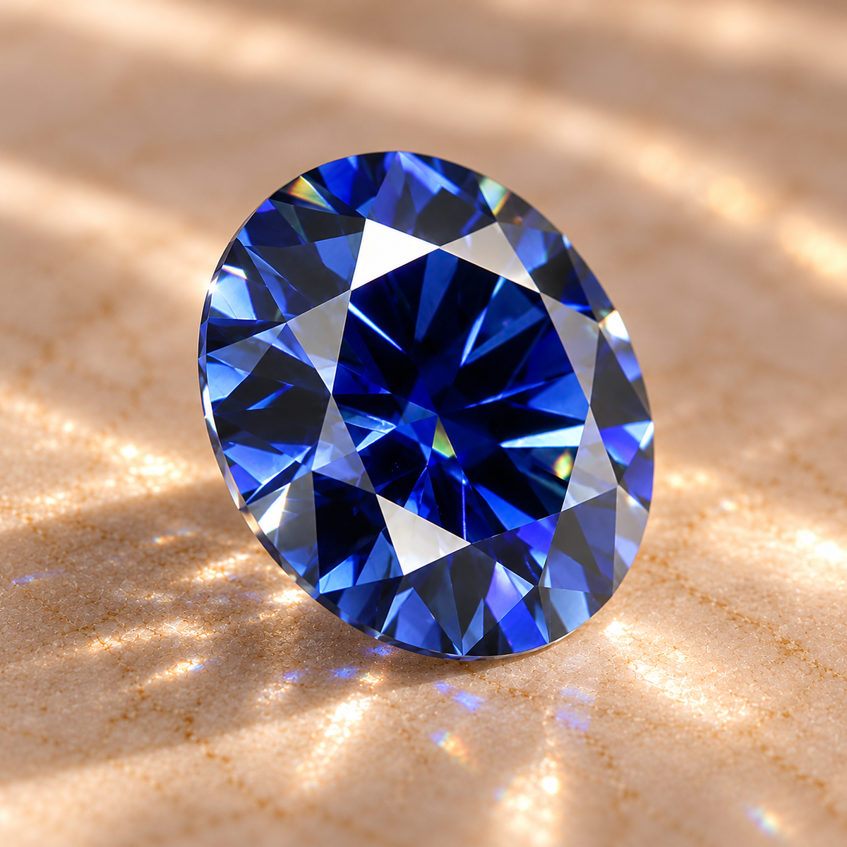 Royal Blue Round Brilliant Cut Moissanites