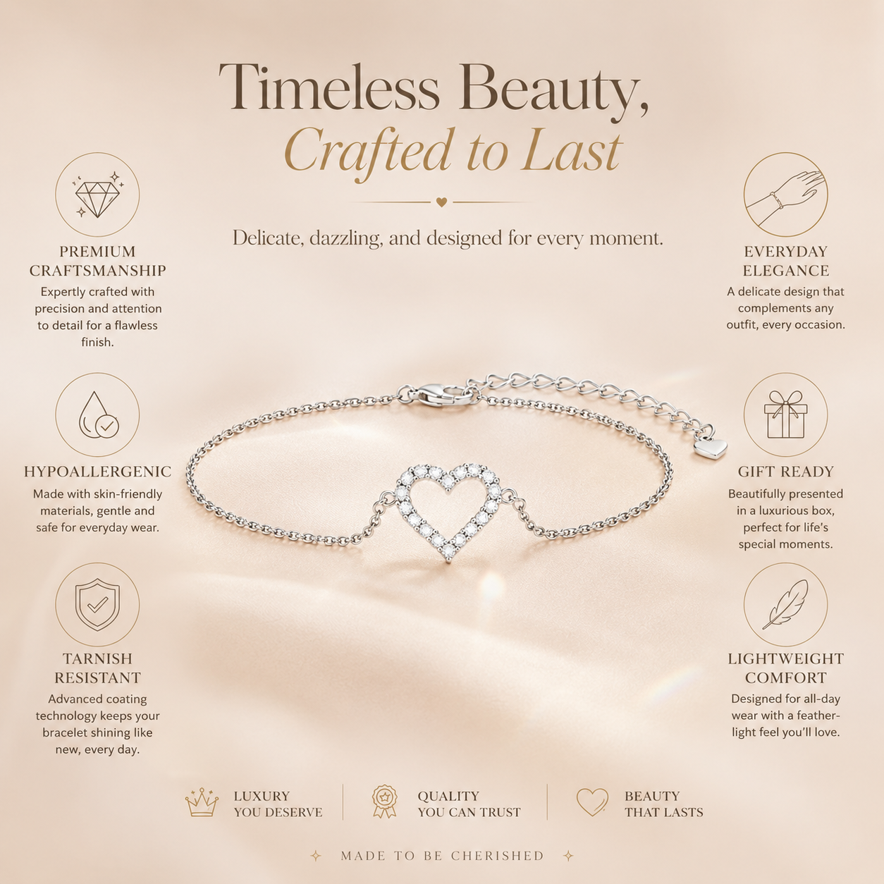 Pulseira Coração Moissanite 