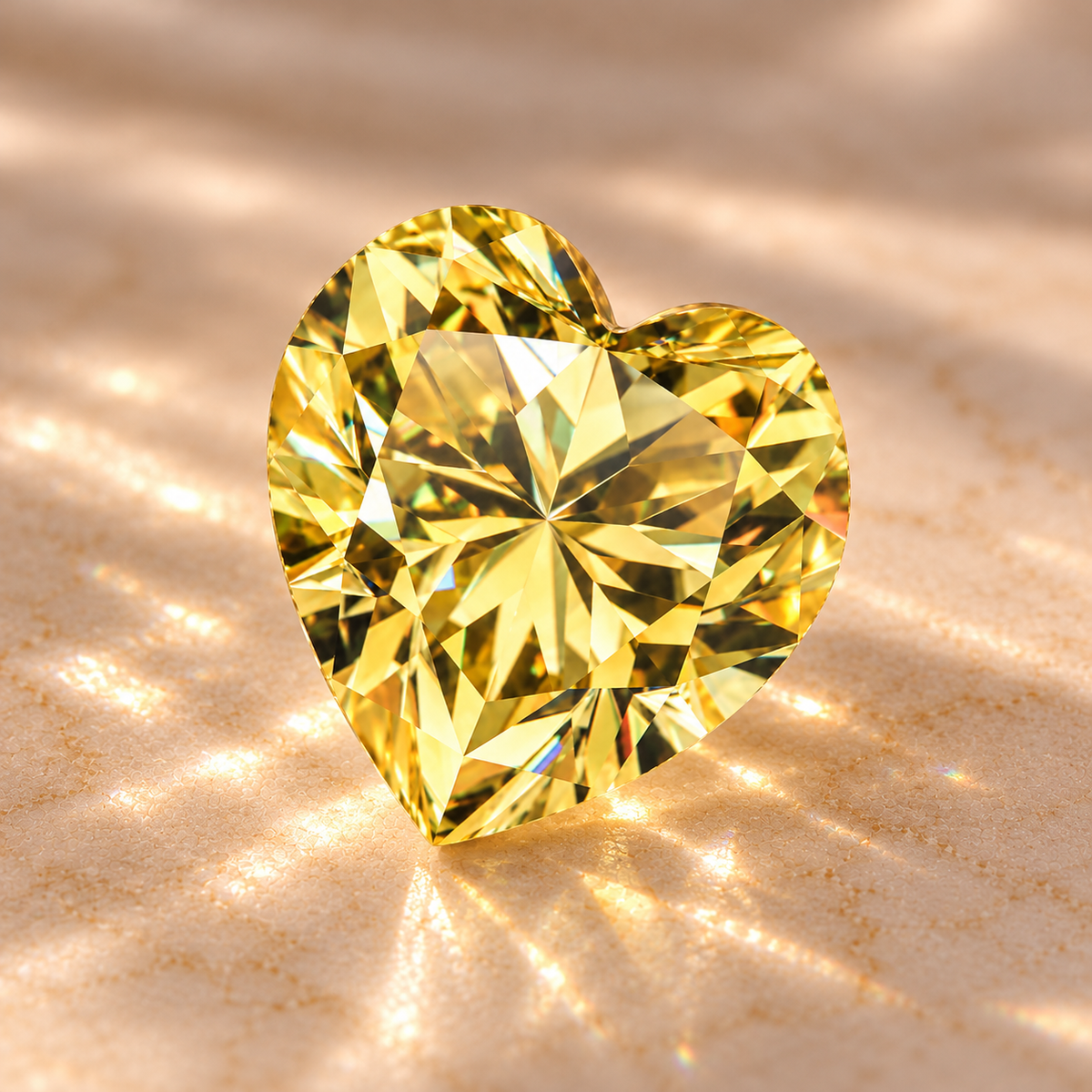 Sun Yellow Heart Cut Moissanites