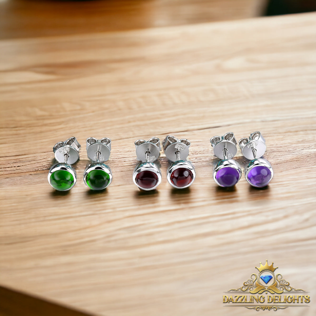 5mm Round Cabochon Cut Natural Gemstone Stud Earrings - Your Choice of Gemstone - Premium Jewelry from Dazzling Delights - Just $55.95! Shop now at Dazzling Delights