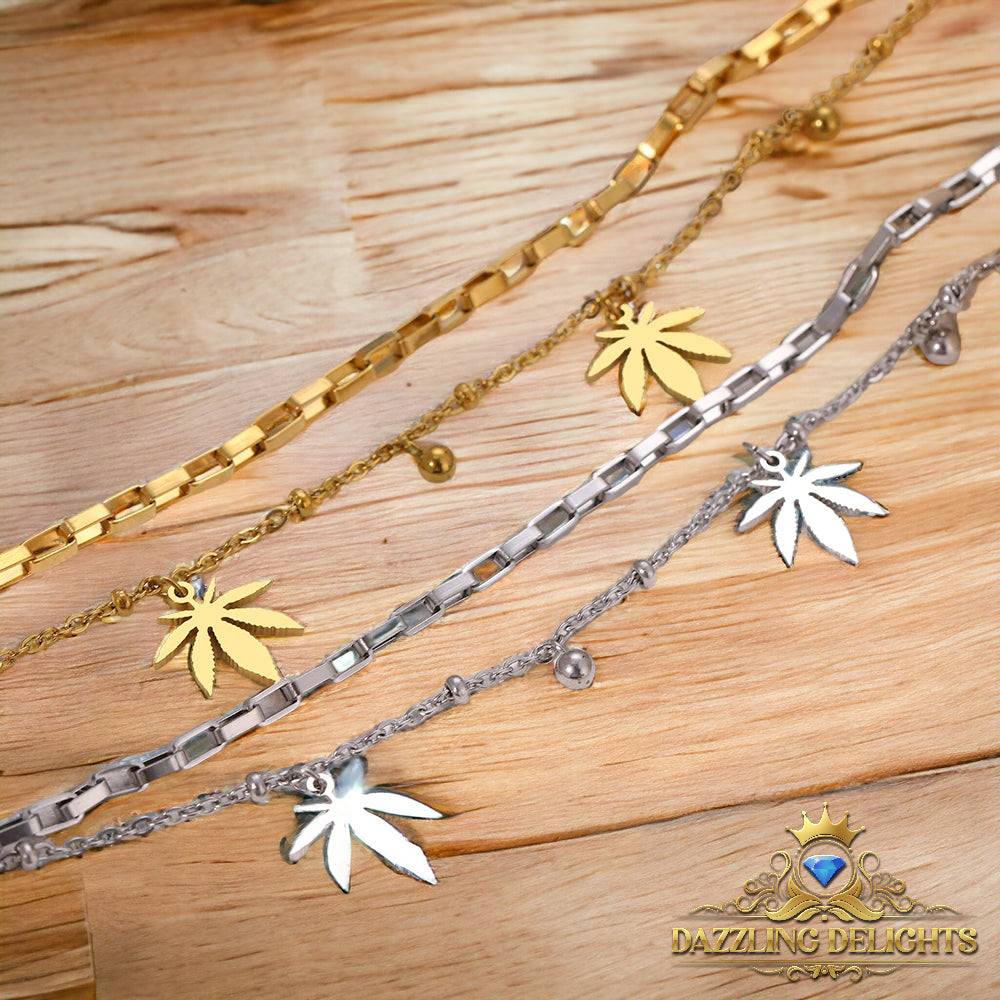 Titanium Leaf Charm Bracelet - Premium Jewelry from Dazzling Delights - Just $28.95! Shop now at Dazzling Delights