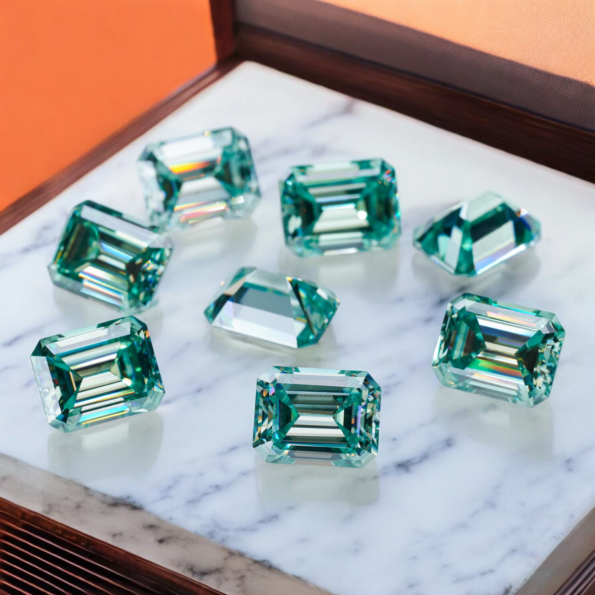Bluish Green Emerald Cut Moissanites - Premium Jewelry from Dazzling Delights - Just $83.33! Shop now at Dazzling Delights