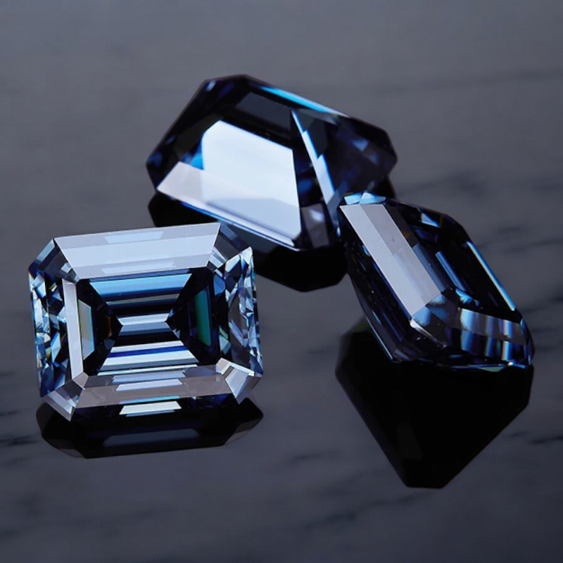Royal Blue Emerald Cut Moissanites - Premium Jewelry from Dazzling Delights - Just $83.33! Shop now at Dazzling Delights