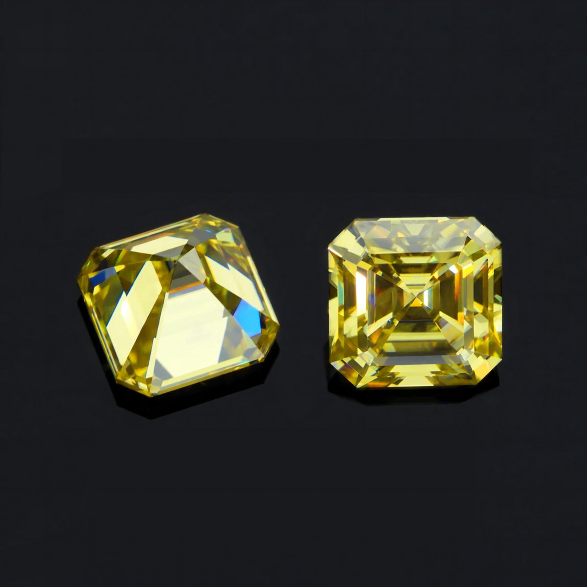 Vivid Canary Yellow Asscher Cut Moissanites - Premium Jewelry from Dazzling Delights - Just $83.33! Shop now at Dazzling Delights