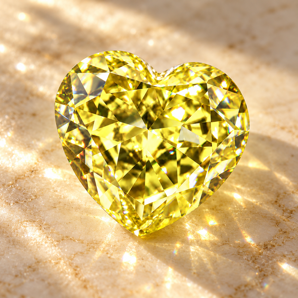 Vivid Canary Yellow Heart Cut Moissanites