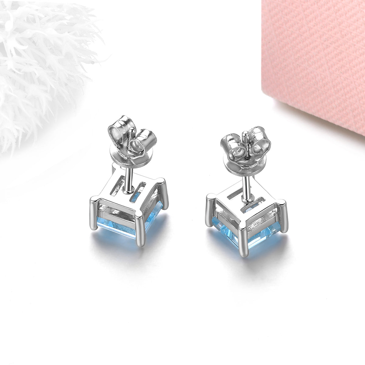 6mm Square Cut Natural Topaz Stud Earrings - Premium Jewelry from Dazzling Delights - Just $67.95! Shop now at Dazzling Delights
