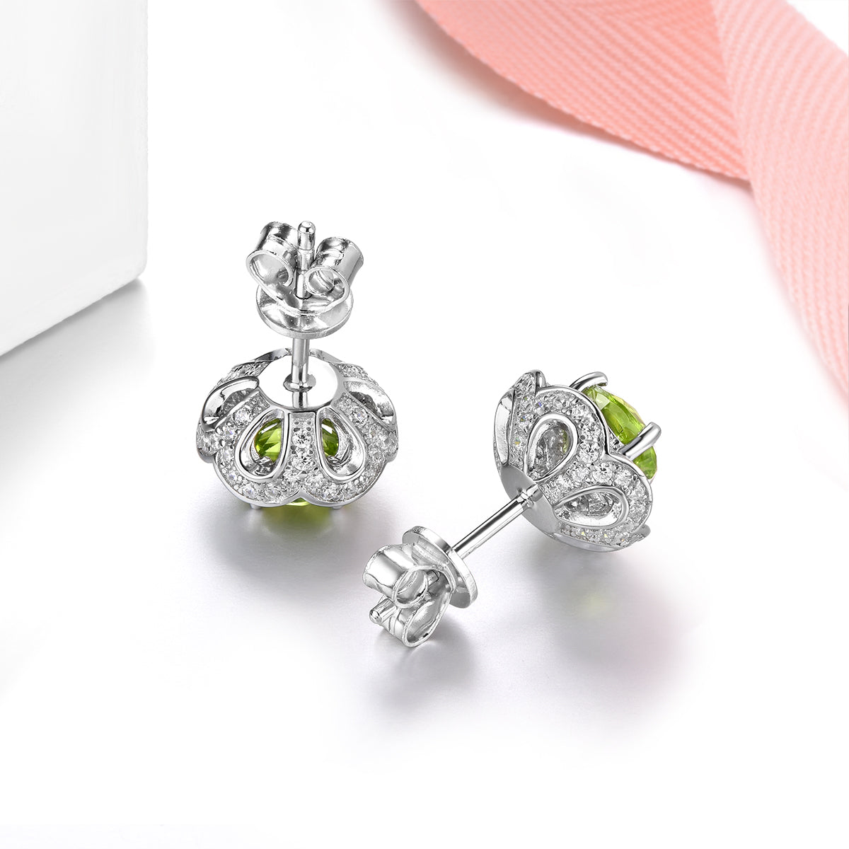 6mm Round Cut Natural Peridot Halo Stud Earrings - Premium Jewelry from Dazzling Delights - Just $97.95! Shop now at Dazzling Delights
