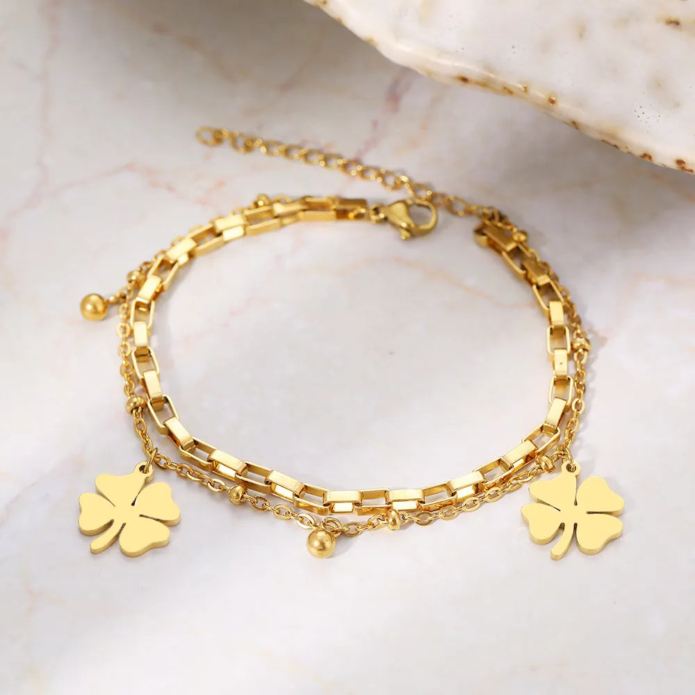 Titanium Four Leaf Clover Bracelet - Premium Jewelry from Dazzling Delights - Just $28.95! Shop now at Dazzling Delights