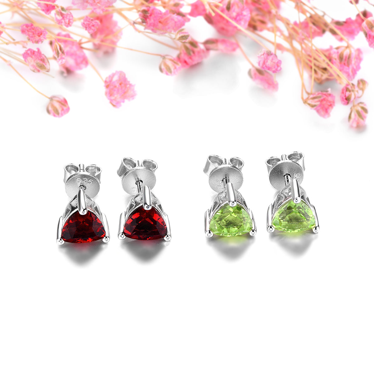 6x6mm Trillion Cut Natural Gemstone Stud Earrings - Your Choice of Gemstone - Premium Jewelry from Dazzling Delights - Just $59.95! Shop now at Dazzling Delights