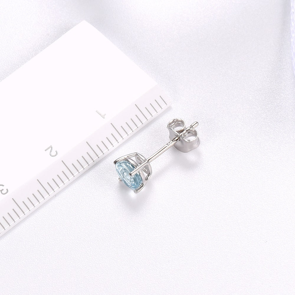 6mm Round Cut Natural Aquamarine Stud Earrings - Premium Jewelry from Dazzling Delights - Just $98.95! Shop now at Dazzling Delights