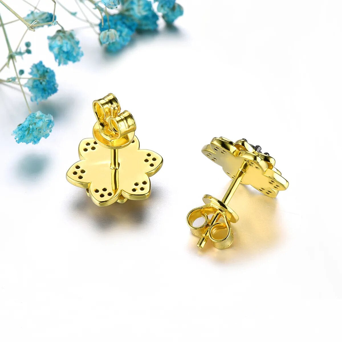 Black and White Spinel Flower Stud Earrings - Premium Jewelry from Dazzling Delights - Just $83.95! Shop now at Dazzling Delights