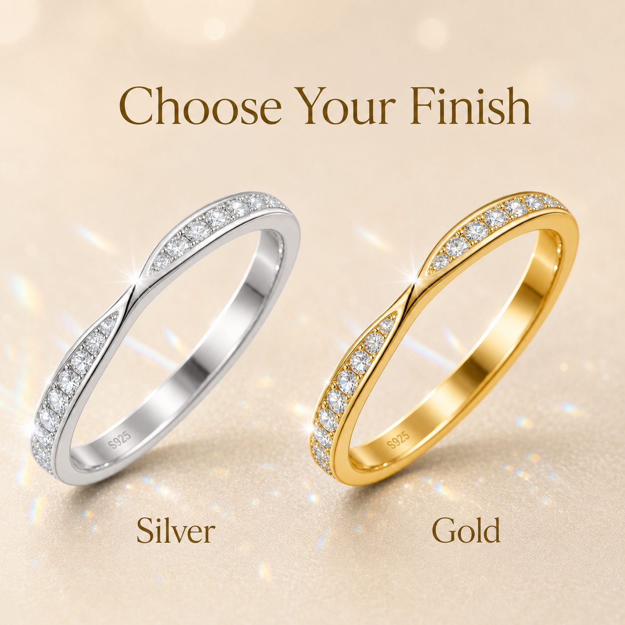 Anel elegante de meia eternidade de Moissanite