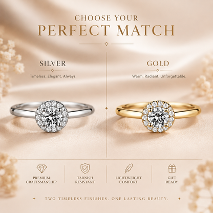 Petite Round Brilliant Cut Moissanite Halo Ring