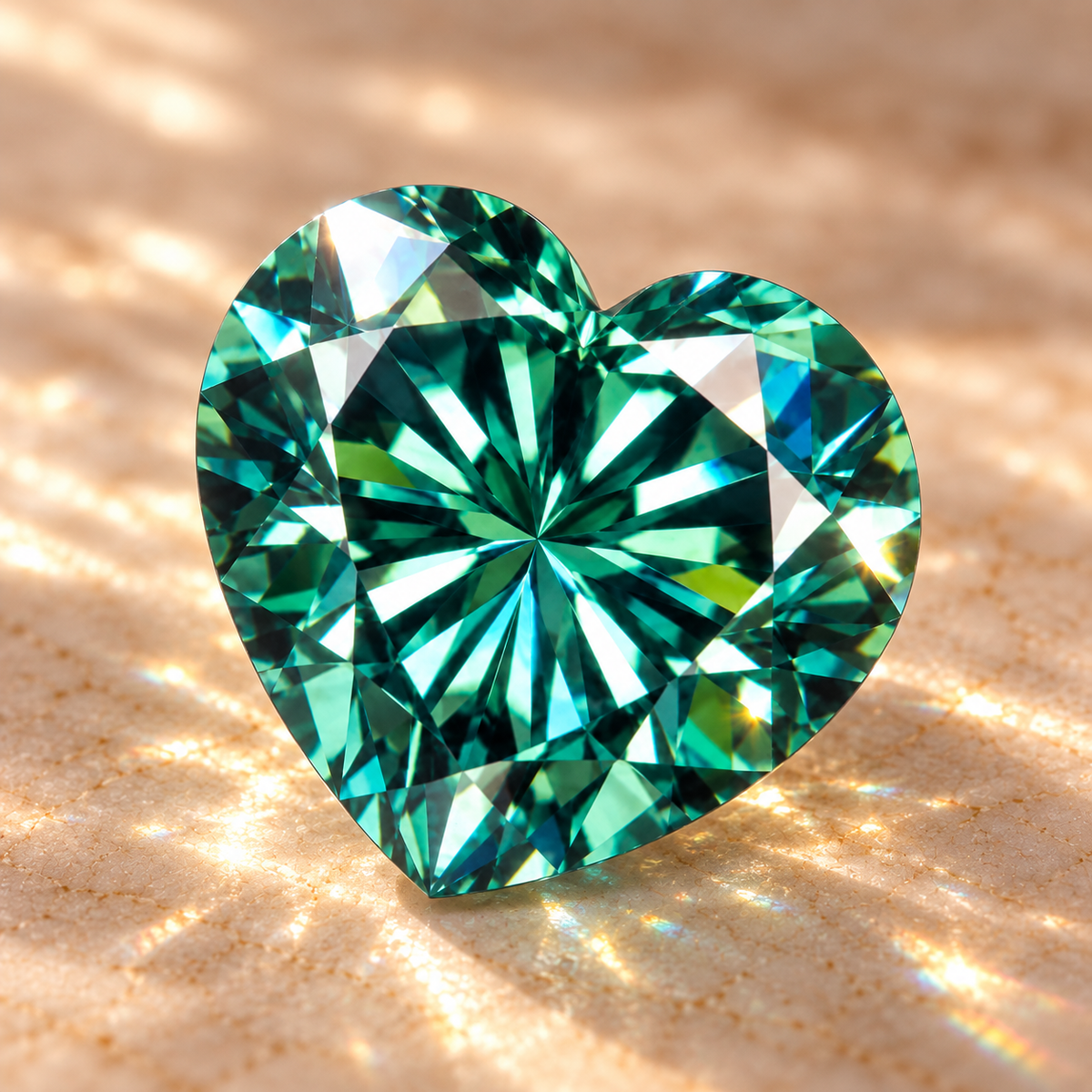 Emerald Green Heart Cut Moissanites