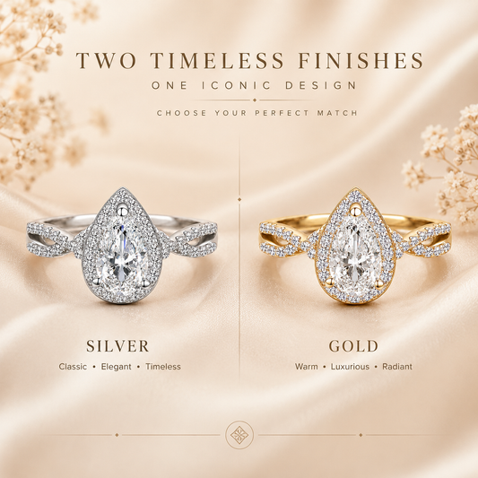 Pear Halo Moissanite Engagement Ring