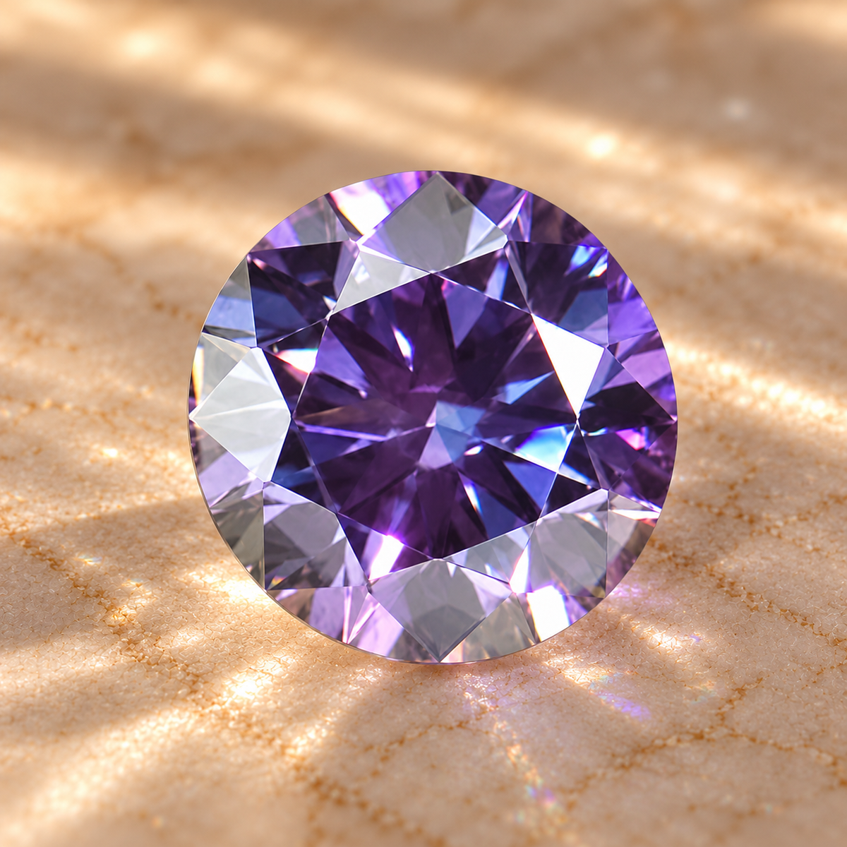 Purple Round Brilliant Cut Moissanites