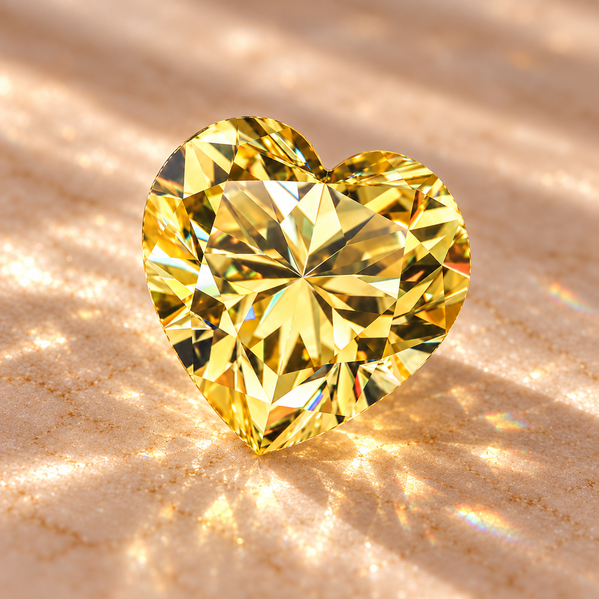 Sun Yellow Heart Cut Moissanites