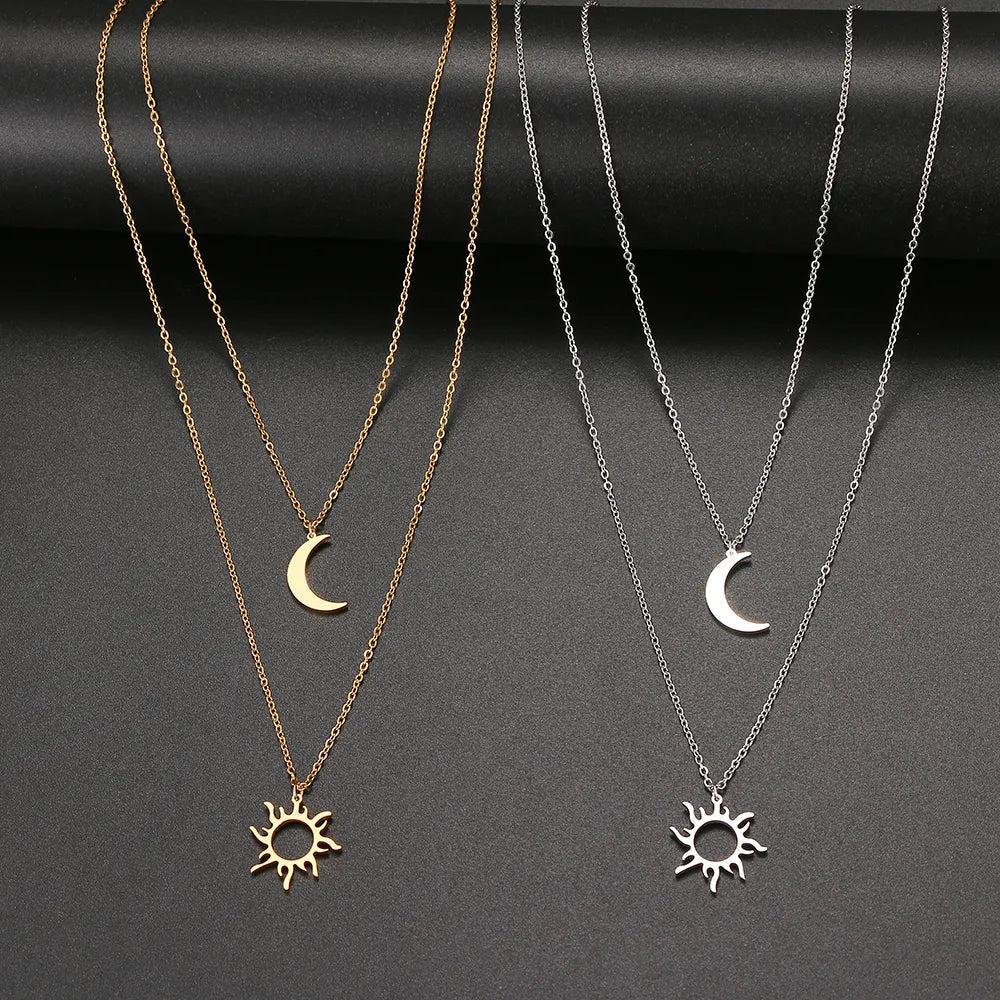 Titanium Sun and Moon Pendant Necklace - Premium Jewelry from Dazzling Delights - Just $25.95! Shop now at Dazzling Delights