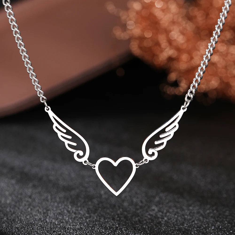Titanium Angel Wings Heart Pendant Necklace - Premium Jewelry from Dazzling Delights - Just $28.95! Shop now at Dazzling Delights