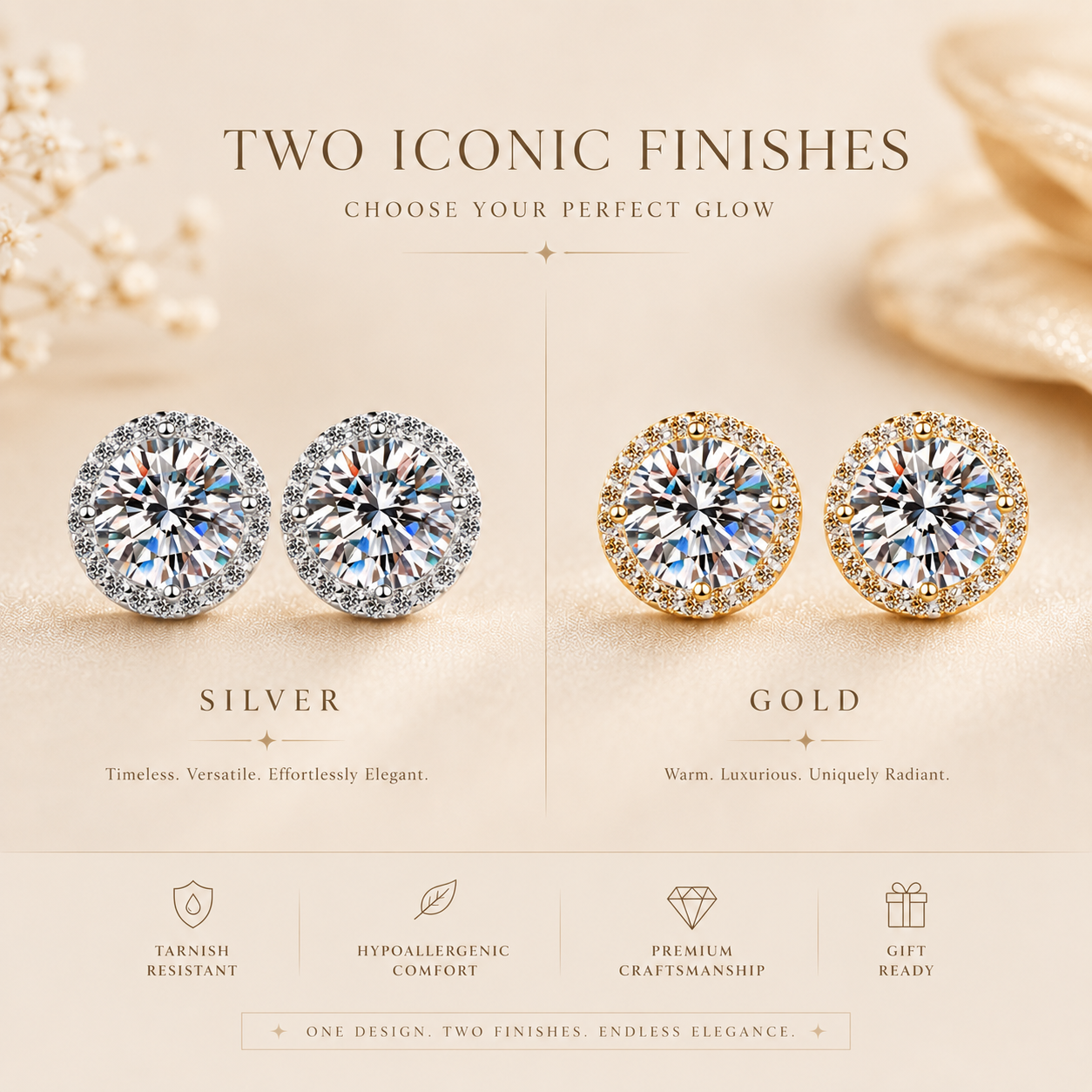 Brincos redondos de corte brilhante Moissanite Halo 