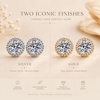 Brincos redondos de corte brilhante Moissanite Halo 
