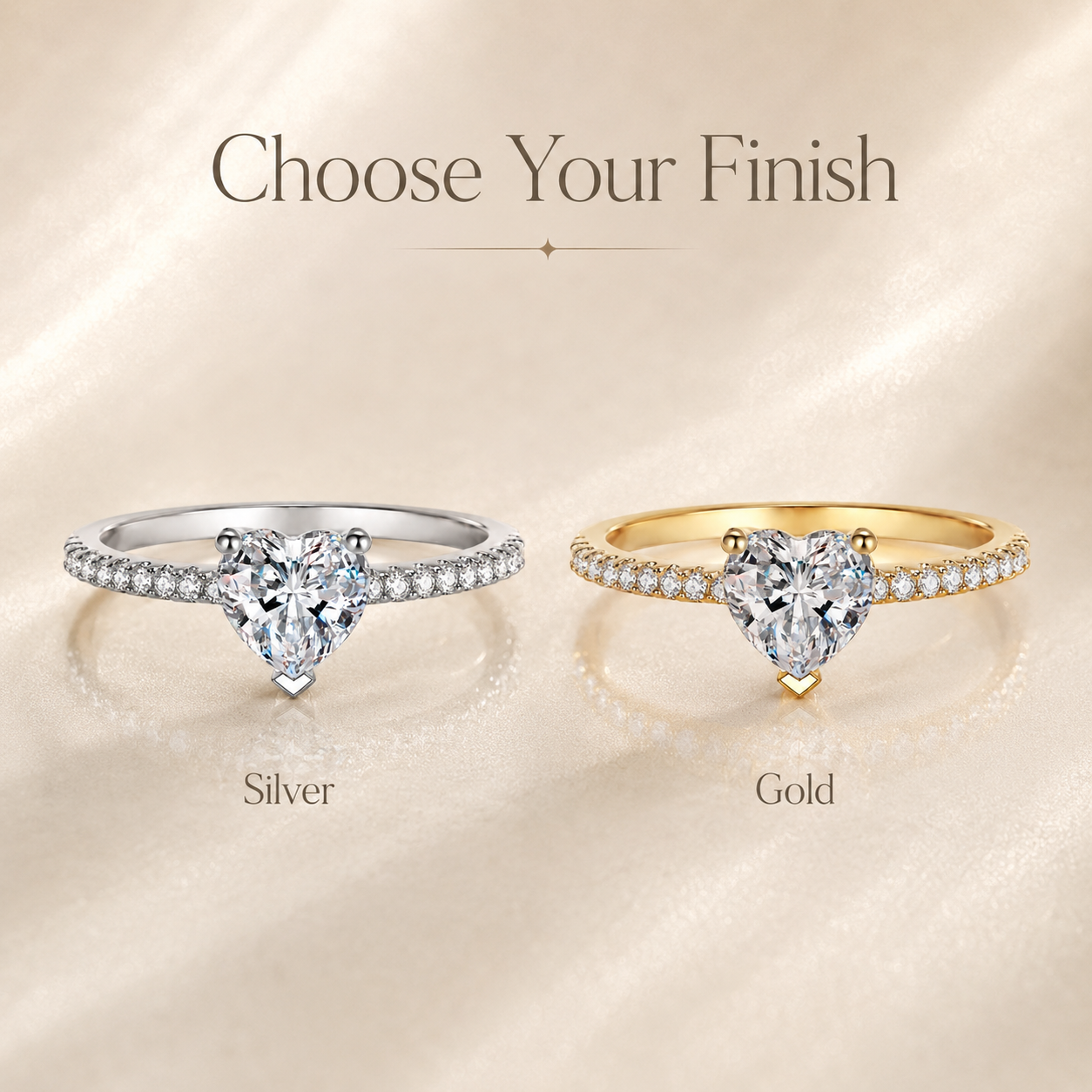 Heart Cut Moissanite Pavé Engagement Ring