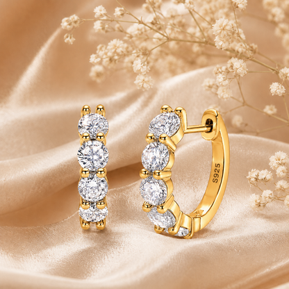 Five Stone Moissanite Hoop Earrings