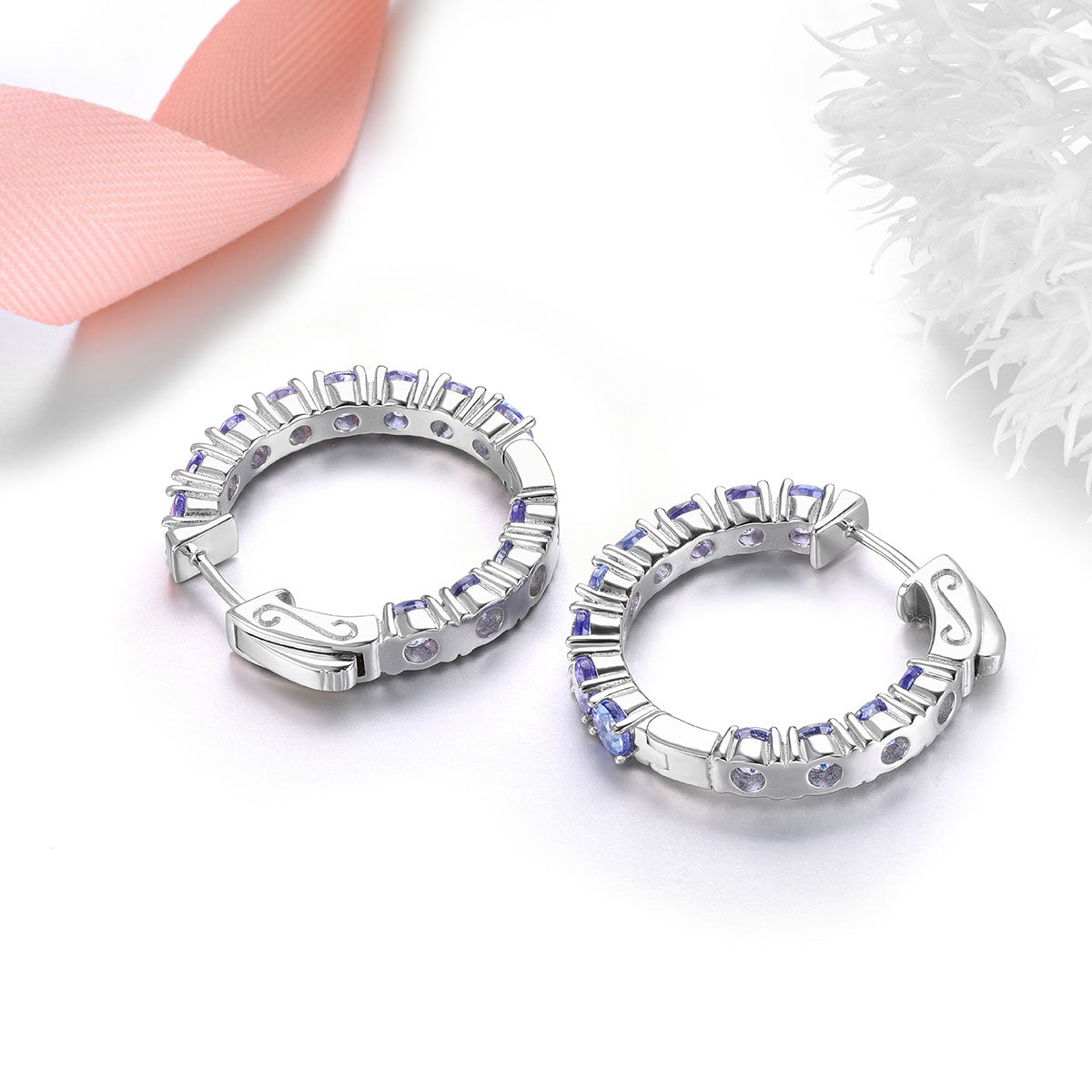 4.3ct Tanzanite Sterling Silver Hoop Earrings - Premium Jewelry from Dazzling Delights - Just $166.95! Shop now at Dazzling Delights