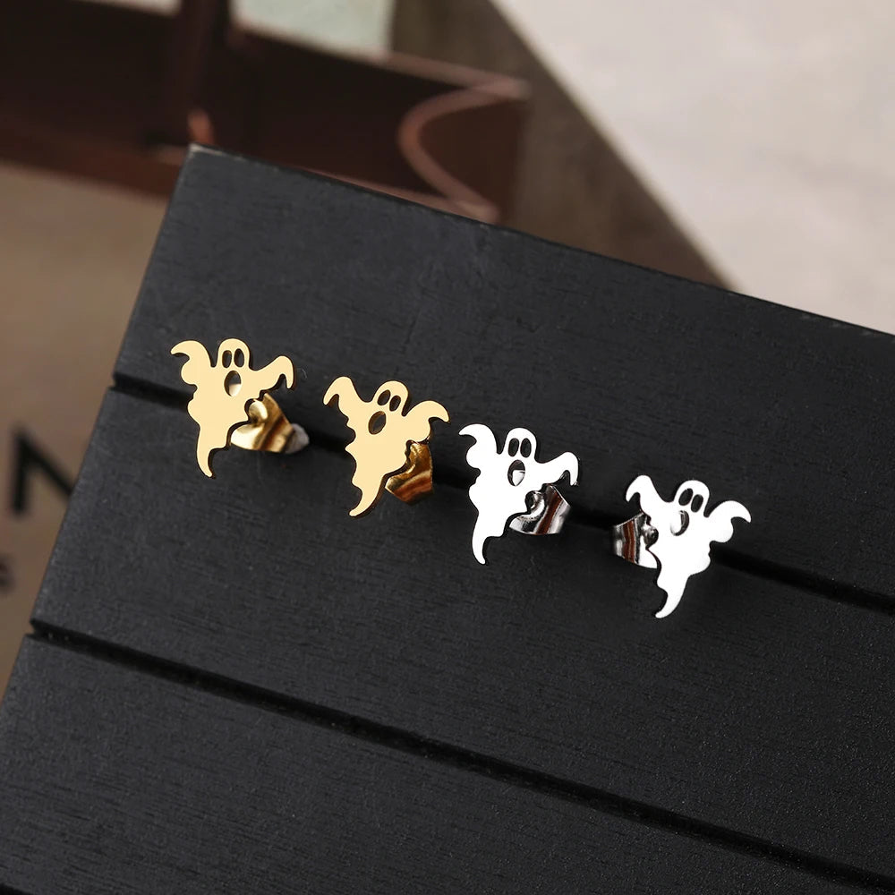 Titanium Ghost Halloween Stud Earrings - Premium Jewelry from Dazzling Delights - Just $28.95! Shop now at Dazzling Delights