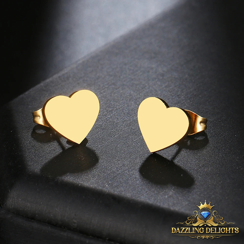 Titanium Solid Heart Stud Earrings - Premium Jewelry from Dazzling Delights - Just $22.95! Shop now at Dazzling Delights