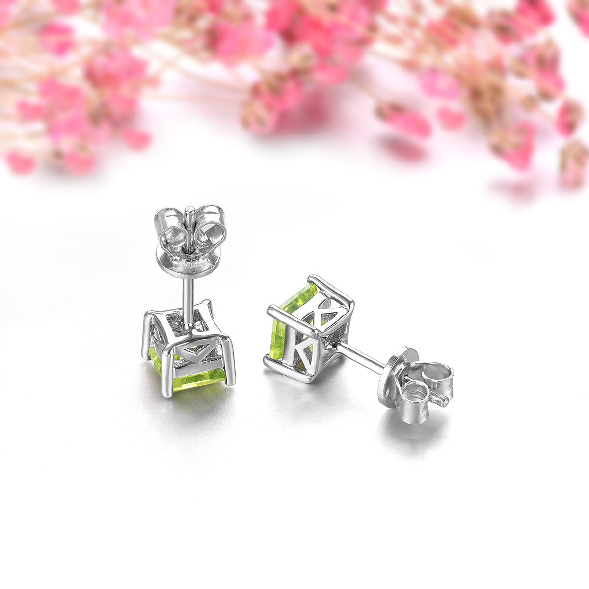 5mm Square Cut Natural Peridot Stud Earrings - Premium Jewelry from Dazzling Delights - Just $67.95! Shop now at Dazzling Delights