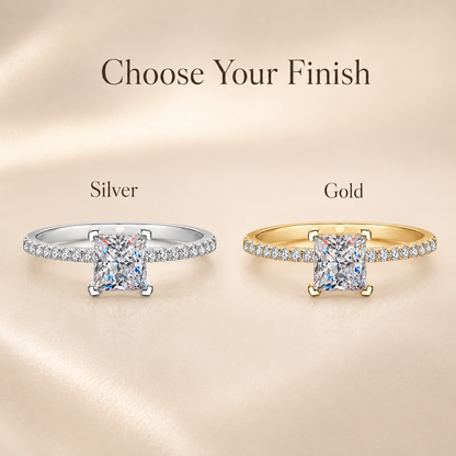 Anel Moissanite Corte Princesa 