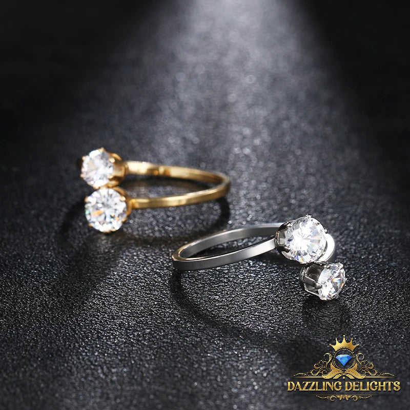 Titanium Open Ring with 6mm Cubic Zirconia - Premium Jewelry from Dazzling Delights - Just $46.95! Shop now at Dazzling Delights