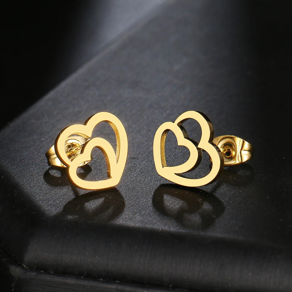Titanium Double Heart Stud Earrings - Premium Jewelry from Dazzling Delights - Just $22.95! Shop now at Dazzling Delights