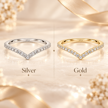 Moissanite Pavé Chevron Wedding Band