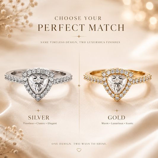 Anel Halo Moissanite Clássico com Corte Trilhão