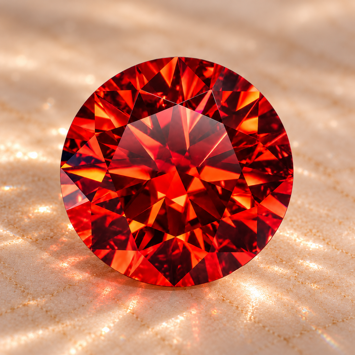 Pigeon Blood Red Round Brilliant Cut Moissanites