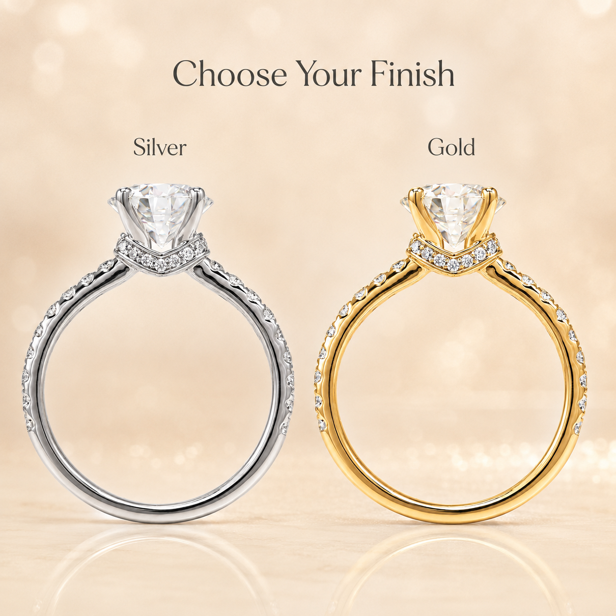 Round Brilliant Moissanite Hidden Halo Engagement Ring