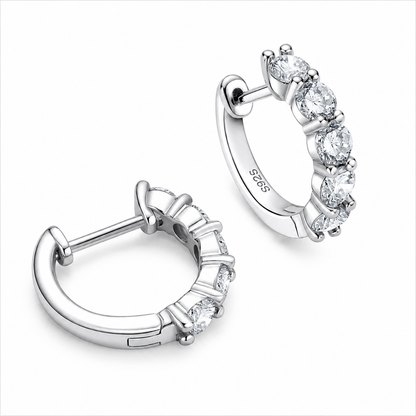 Five Stone Moissanite Hoop Earrings – 2.0ct