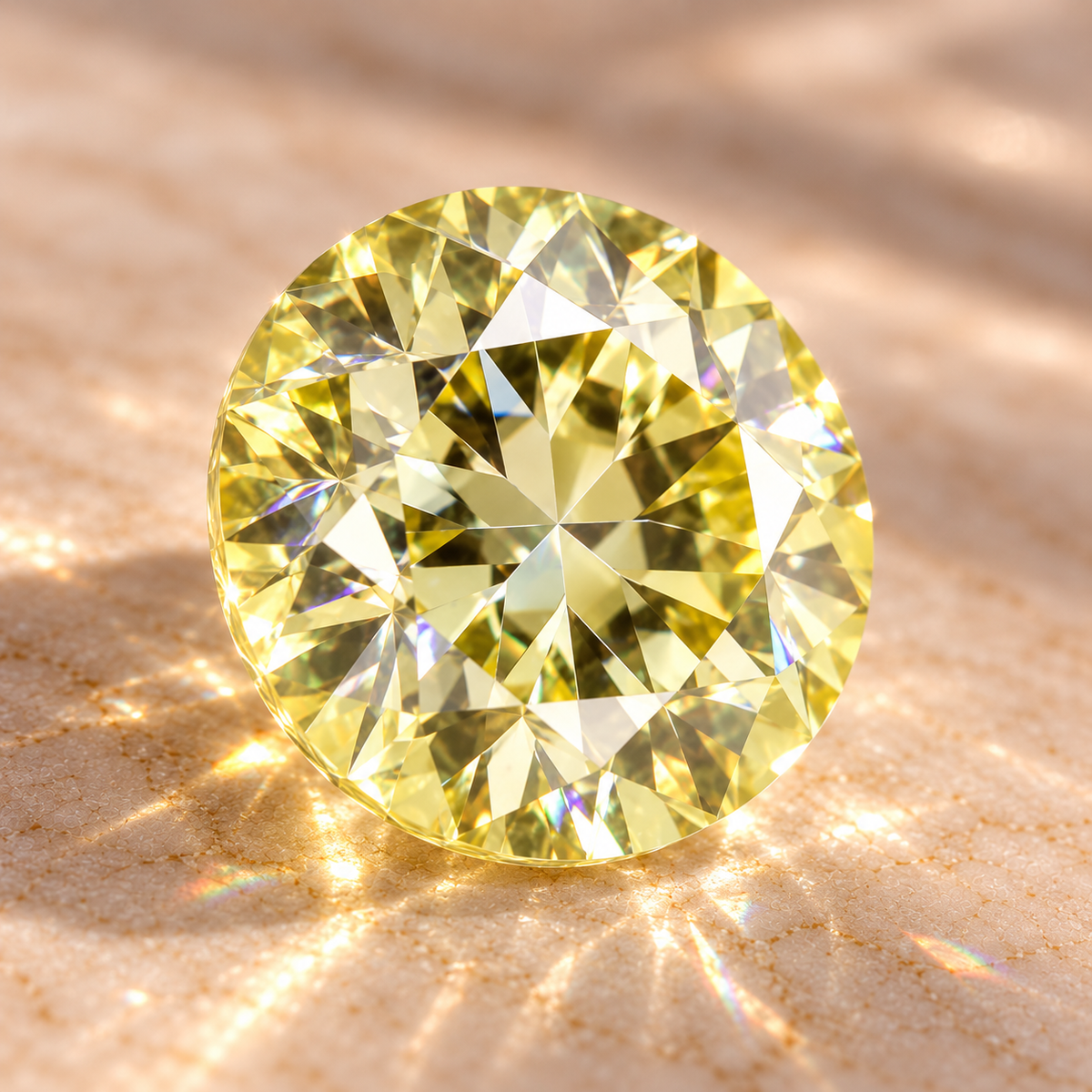 Lemon Yellow Round Brilliant Cut Moissanites